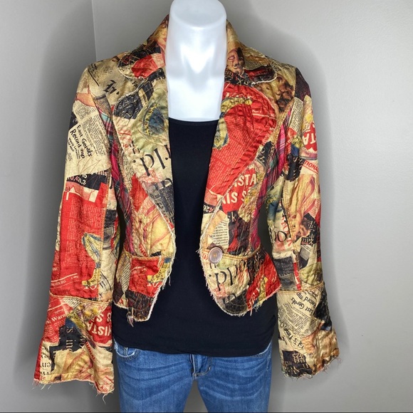 Scissors Paper Rock Fringe Flared Sleeve Blazer - Picture 3 of 11